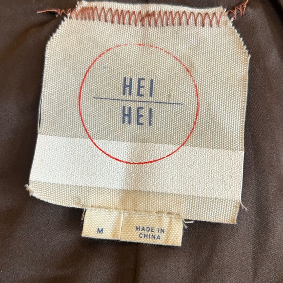 Hei Hei Anthropologie Small Layered Causeway Brown Vegan Leather Rayon Jacket - Picture 8 of 8